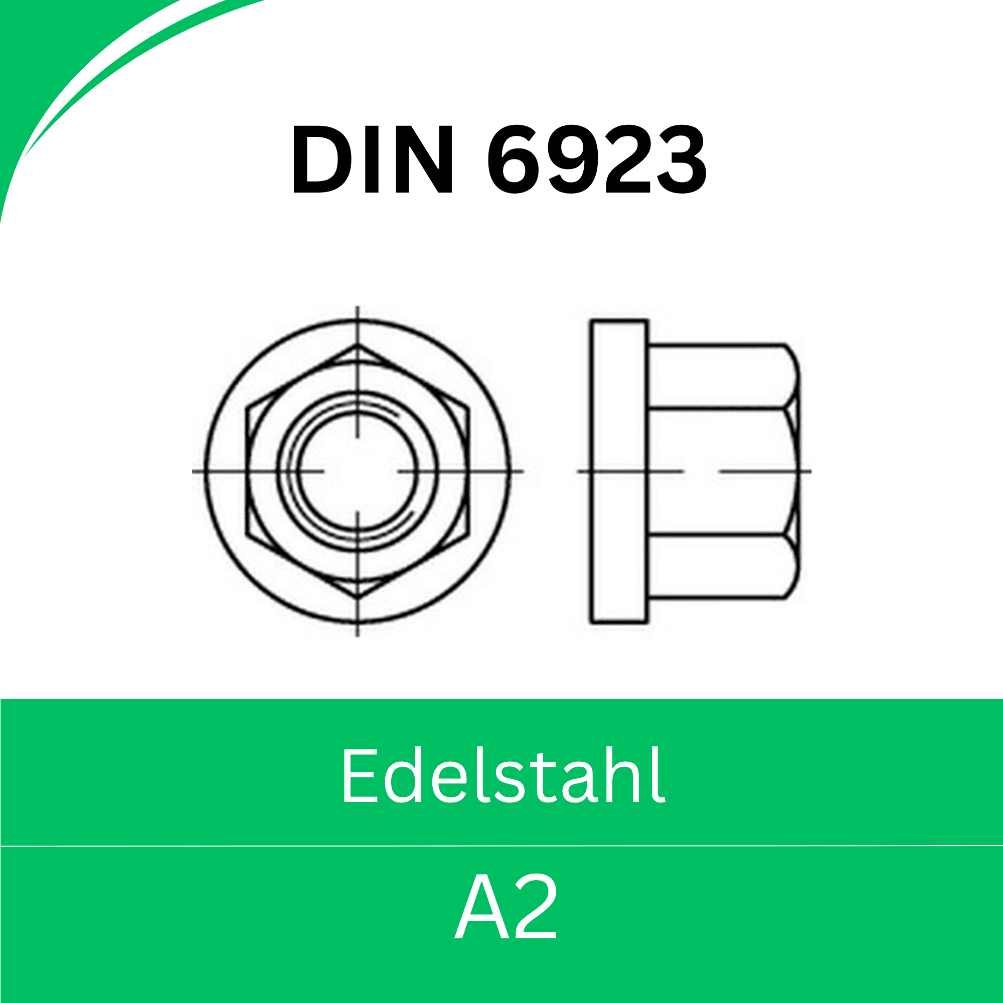 Bild von DIN 6923 ➤ Sechskant - Muttern mit Flansch (Edelstahl A2)