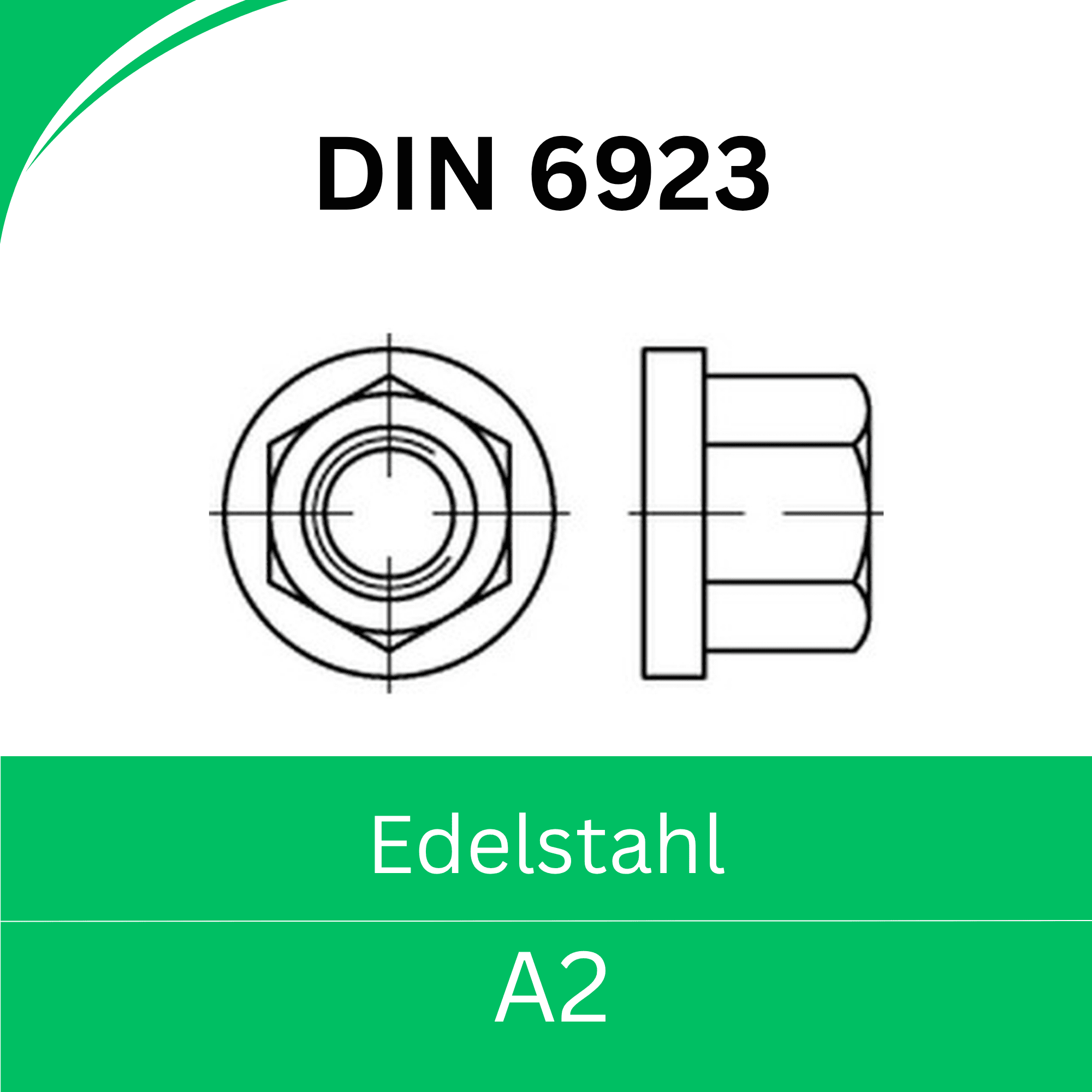 Bild von DIN 6923 ➤ Sechskant - Muttern mit Flansch >Sperrverzahnung< (Edelstahl A2)