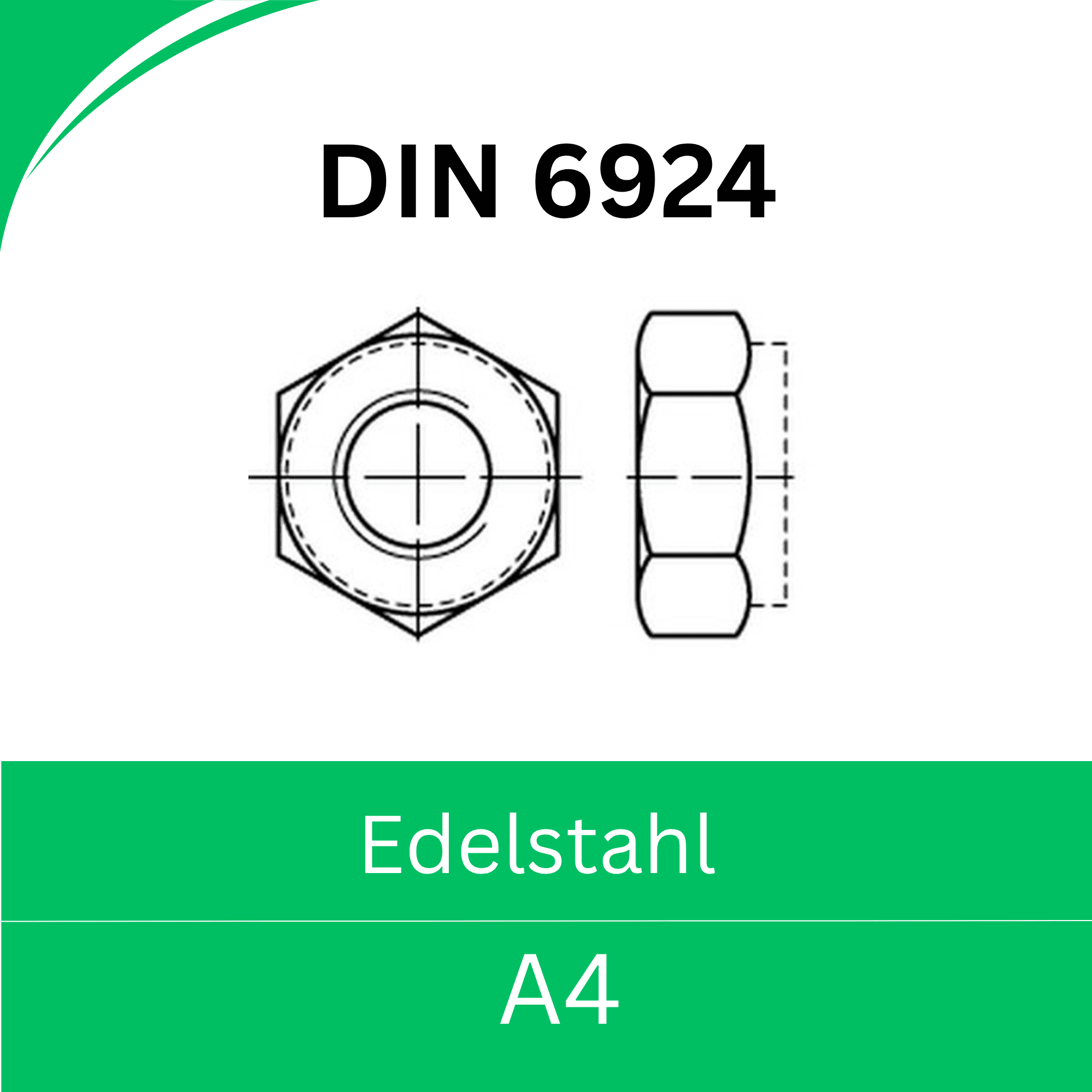 Bild für Kategorie DIN 6924 ➤ Sicherungsmutter Kunststoffring  - hohe Form (Edelstahl A4)