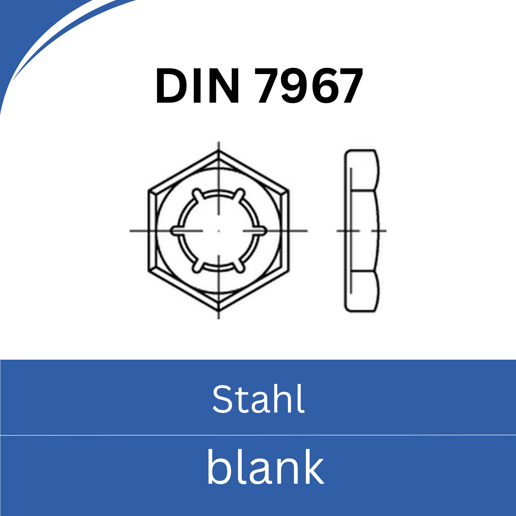 Bild von DIN 7967 ➤ Sicherungsmuttern - Palmuttern (Stahl blank)