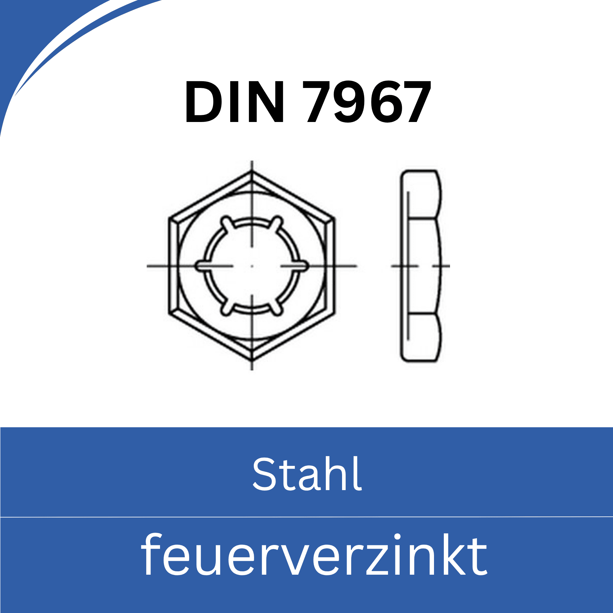 Bild von DIN 7967 ➤ Sicherungsmuttern - Palmuttern (Stahl feuerverzinkt)