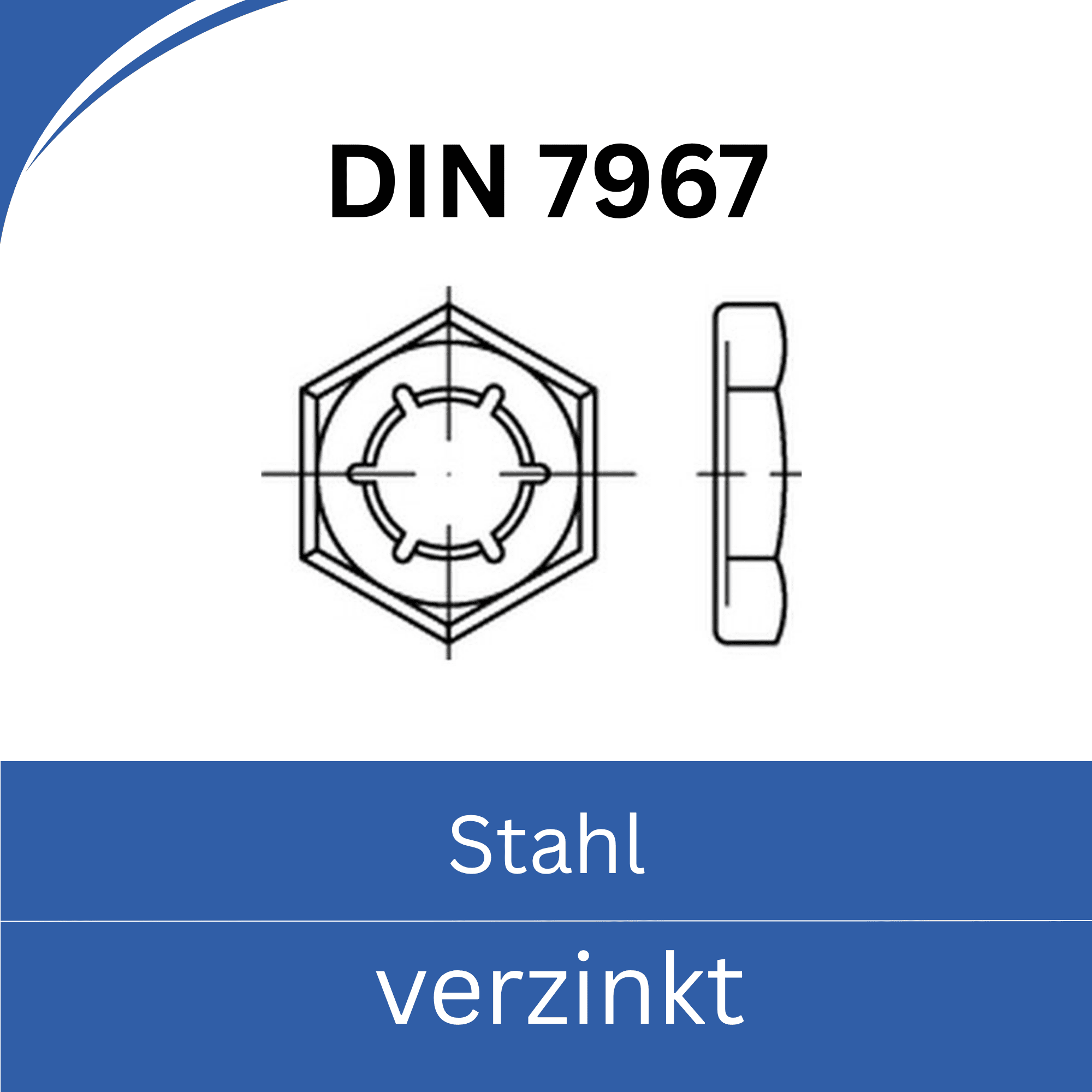 Bild von DIN 7967 ➤ Sicherungsmuttern - Palmuttern (Stahl verzinkt)