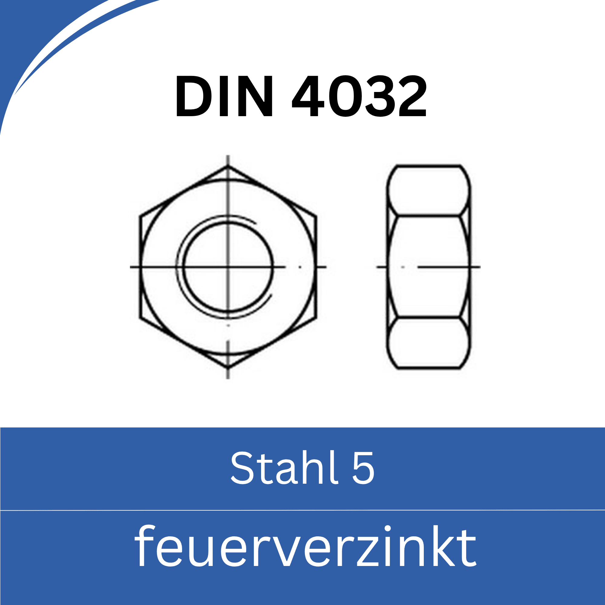 Bild für Kategorie ISO 4032 ➤ Sechskantmuttern (Stahl 5. feuerverzinkt)
