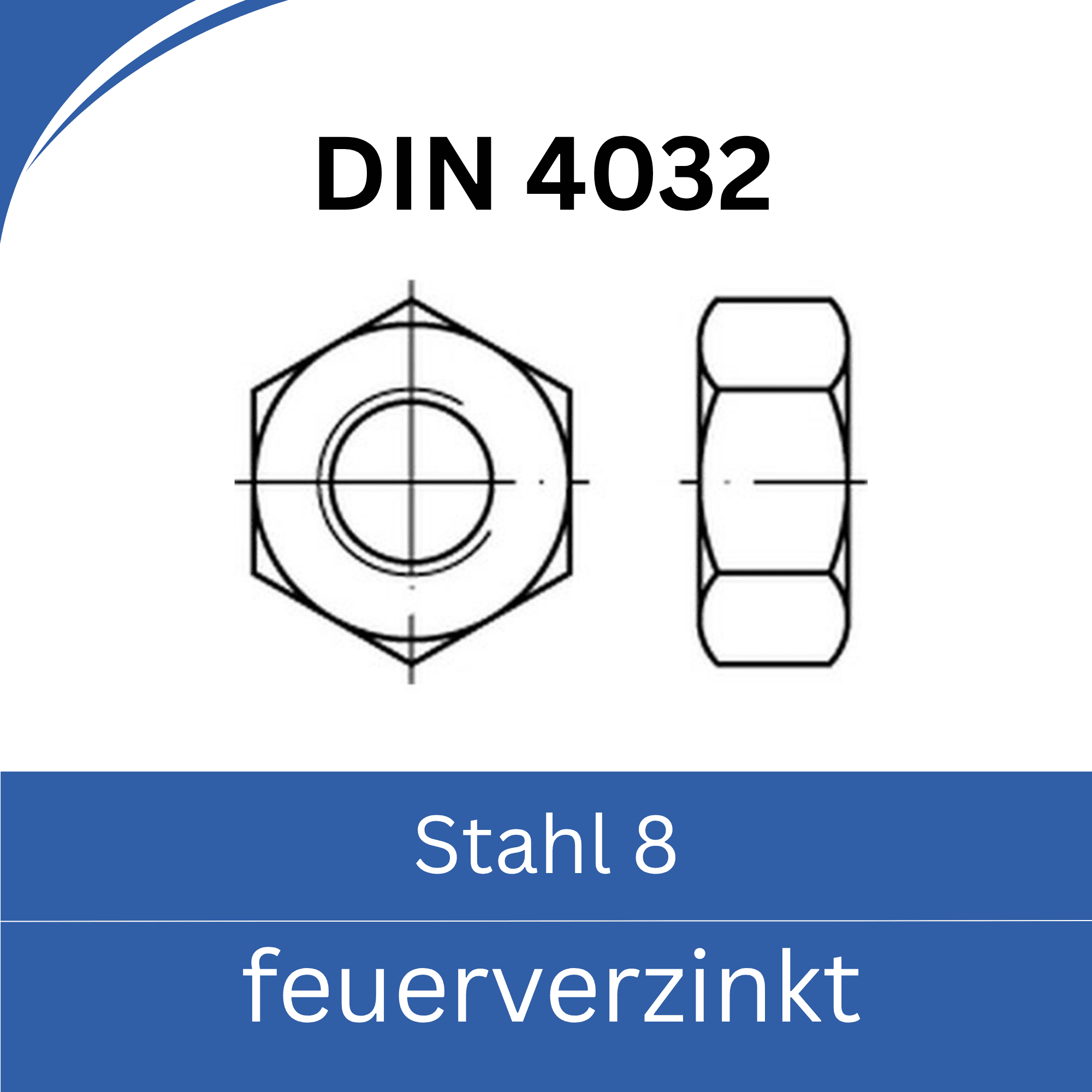 Bild für Kategorie ISO 4032 ➤ Sechskantmuttern (Stahl 8. feuerverzinkt)