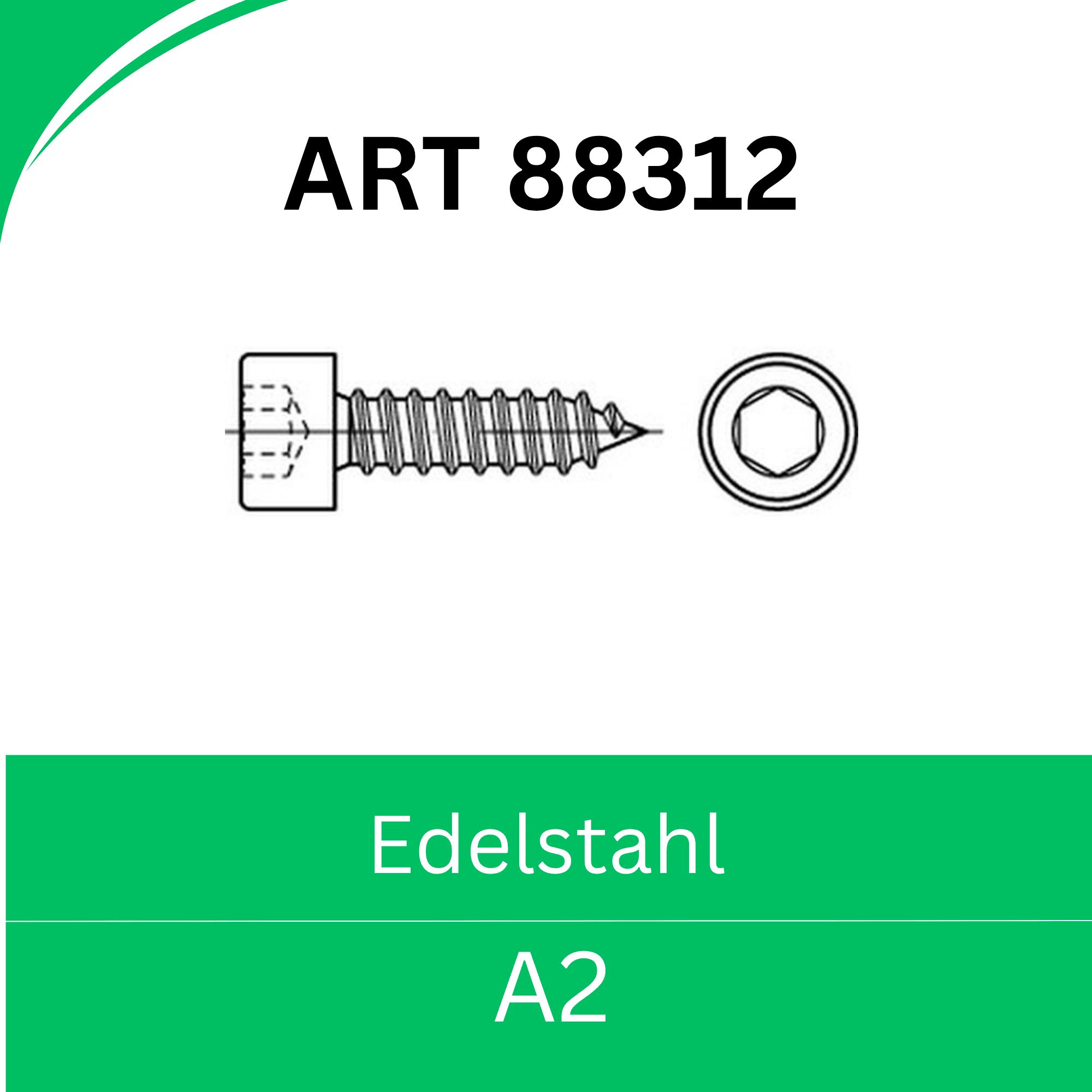 Bild von ART 88312 ➤ Blechrauben Zylinderkopf mit Innensechskant