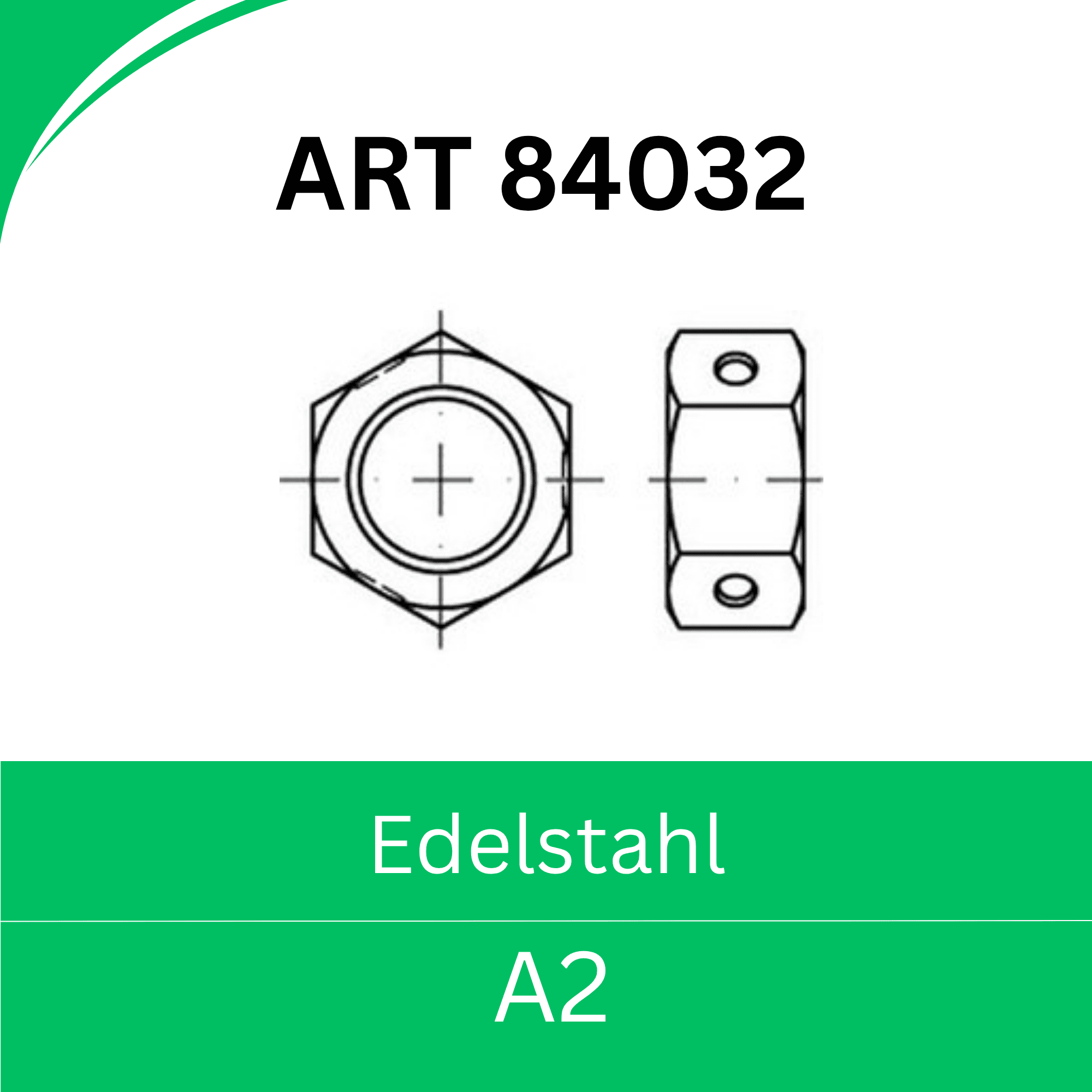 Bild von ART 84032 ➤ Sechskantmutter mit Klemmteil - Biloc (Edelstahl A2)