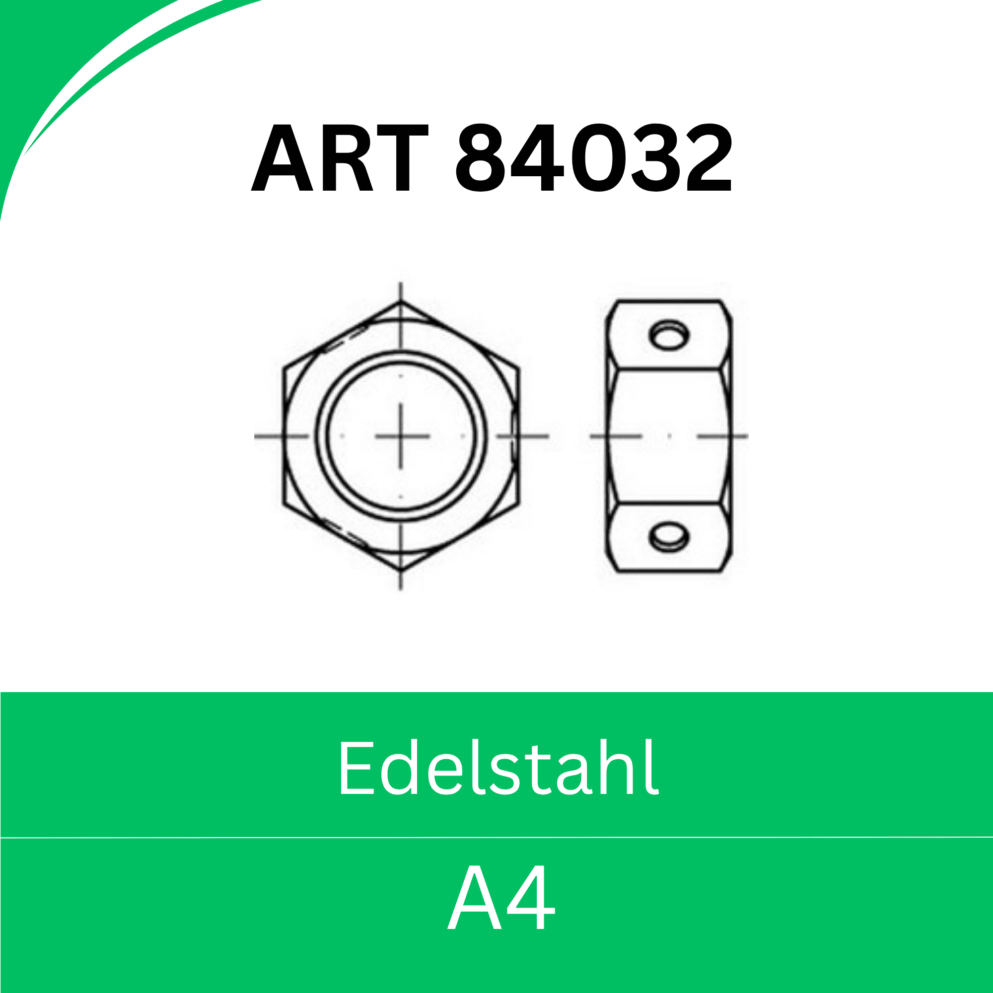 Bild von ART 84032 ➤ Sechskantmutter mit Klemmteil - Biloc (Edelstahl A4)