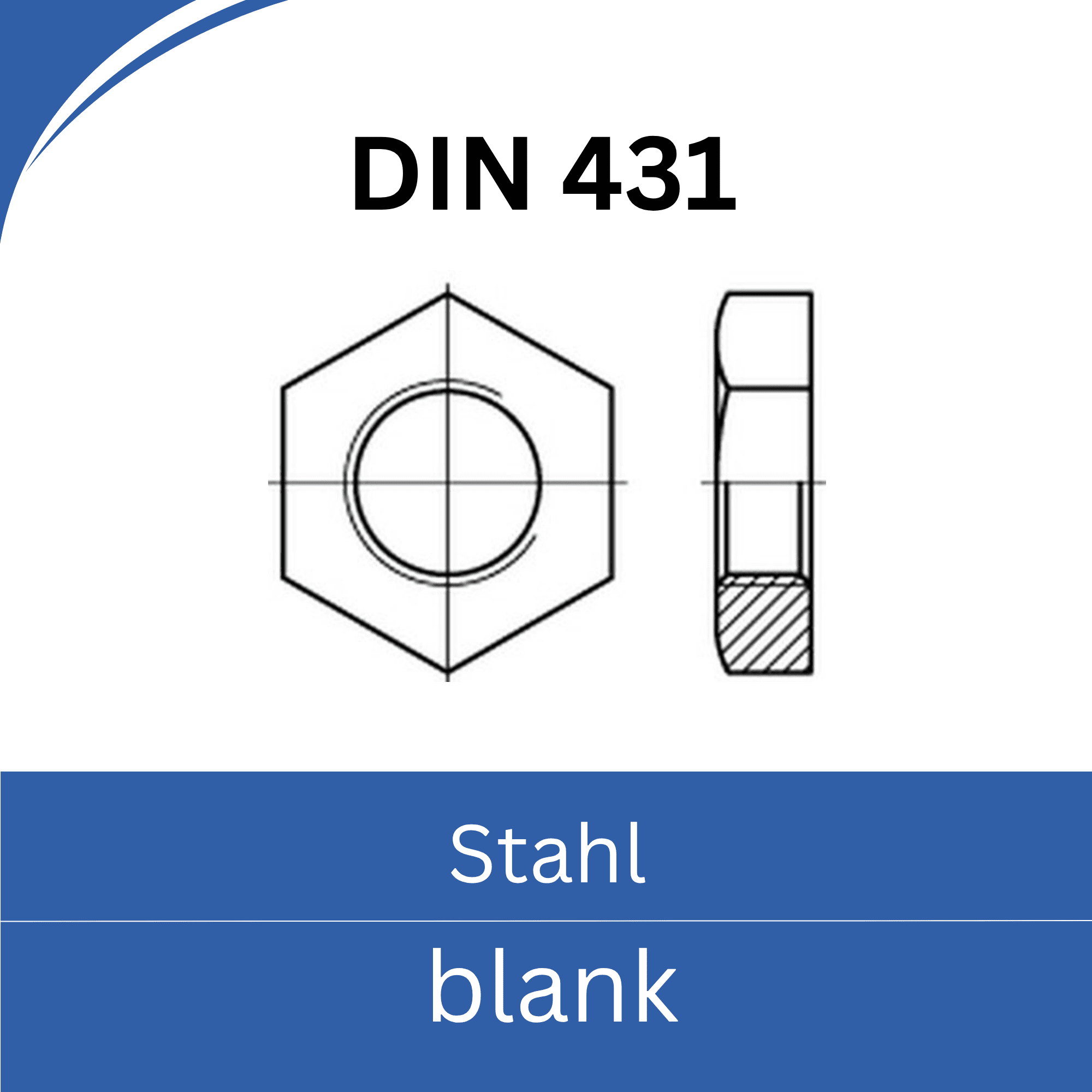 Bild von DIN 431 ➤ Sechskant - Rohrmuttern (Stahl blank)