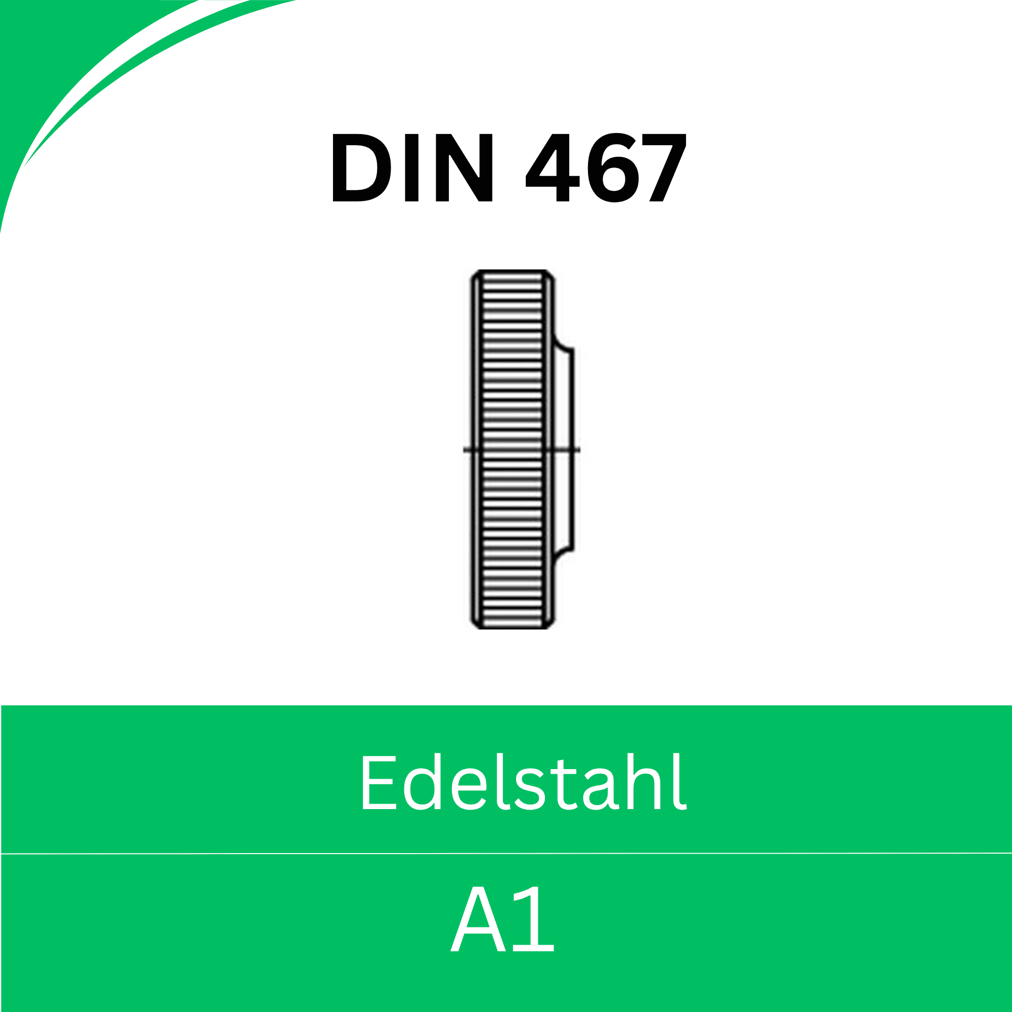 Bild für Kategorie DIN 467 ➤ Rändelmuttern niedrige Form (Edelstahl A1)