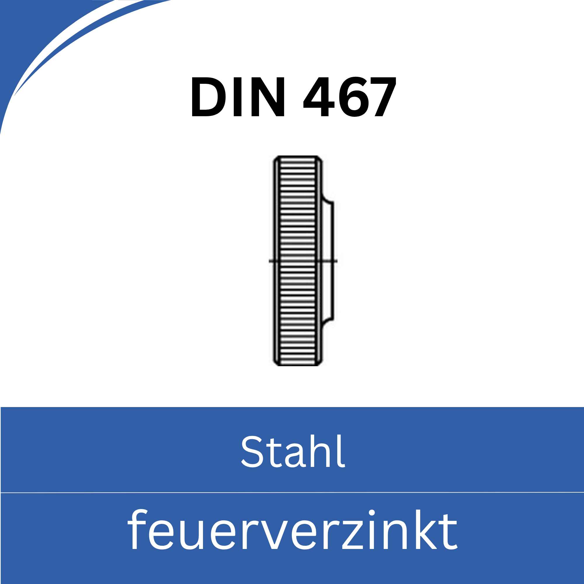 Bild für Kategorie DIN 467 ➤ Rändelmuttern niedrige Form (Stahl feuerverzinkt)