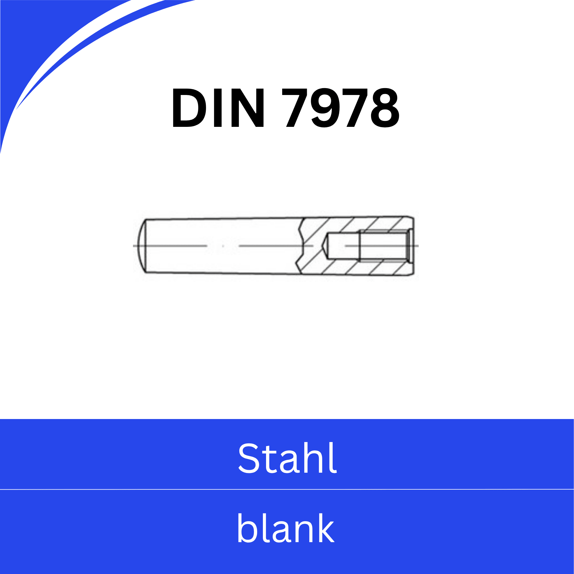 DIN 7978 / ISO 8736 Kegelstifte Innengewinde Stahl blank