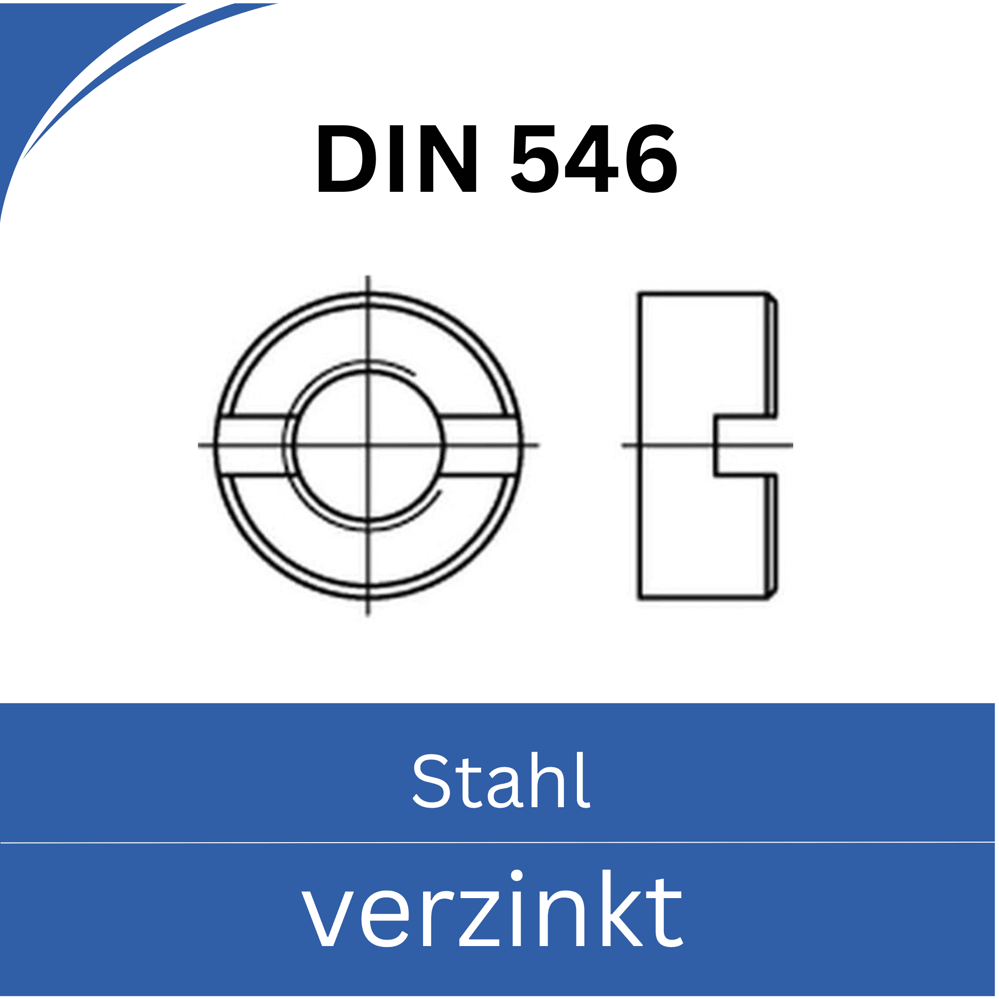 Bild für Kategorie ➤ Kategorie: DIN 546 ➤ Rundmuttern - Schlitzmuttern (Stahl) verzinkt