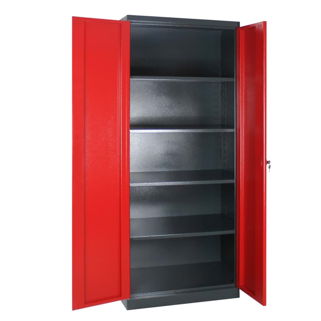 Bild von "ADB-NUVAX Metallschrank (H1920 xB780 xT380 mm) ""L"" (schwarz-rot)"