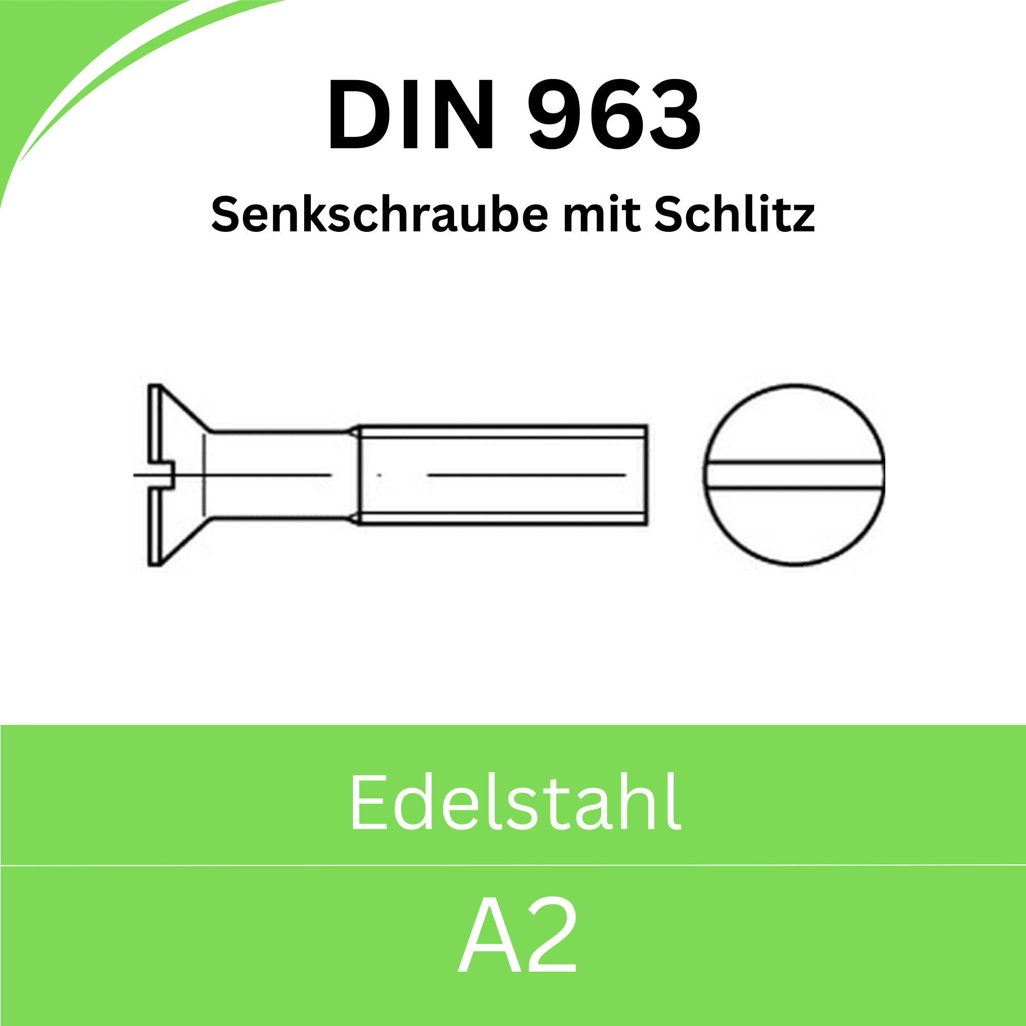 Bild von  ➤ Kategorie: DIN 963 Senkschrauben mit Schlitz (Edelstahl A2)