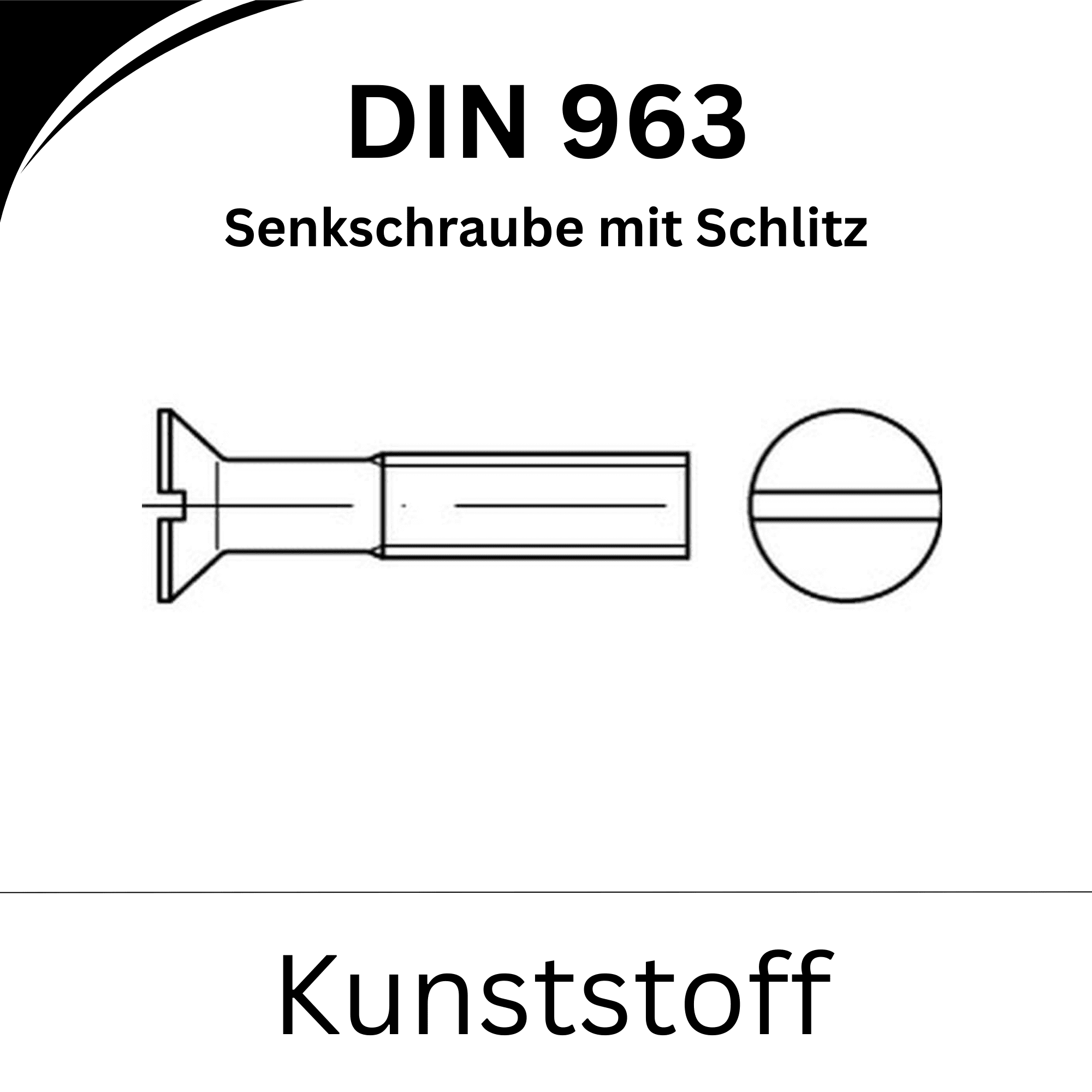 Bild von  ➤ Kategorie: DIN 963 Senkschrauben mit Schlitz (Kunststoff)