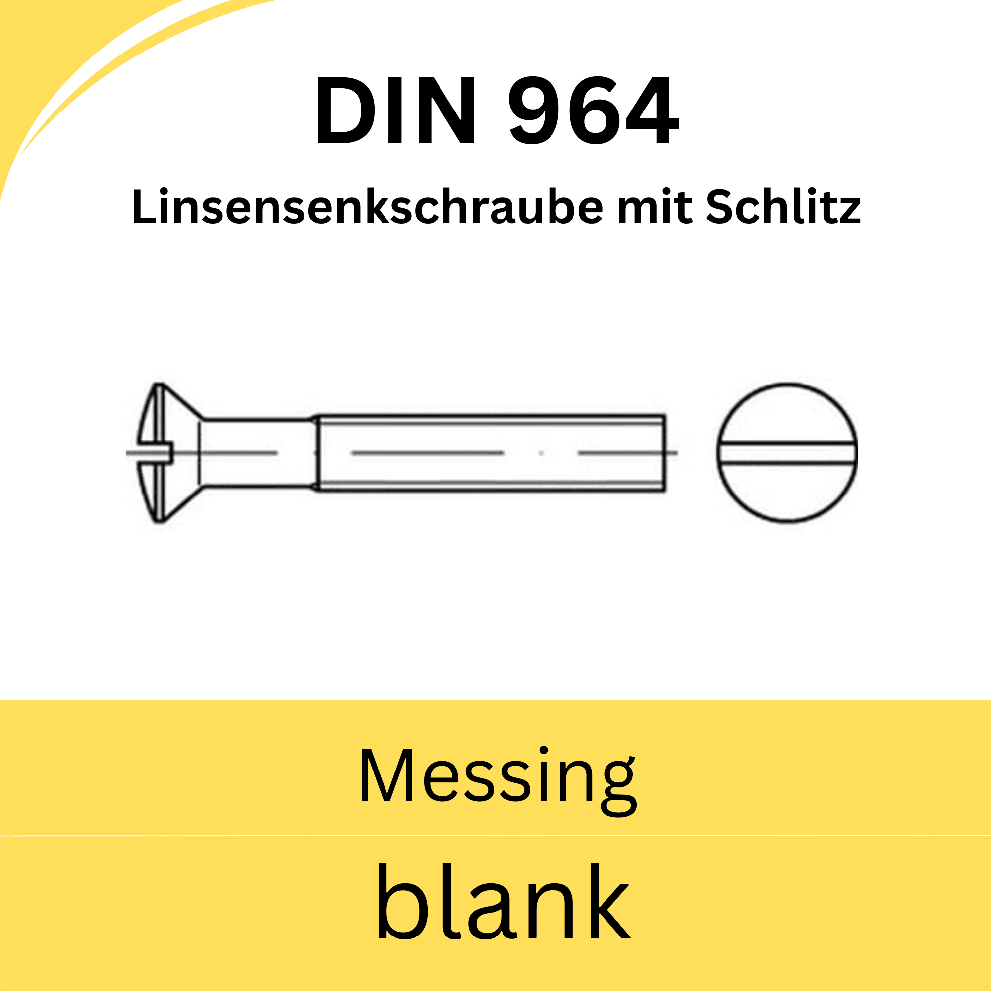 Bild von  ➤ Kategorie: DIN 964 Linsensenkschrauben mit Schlitz (Messing blank)