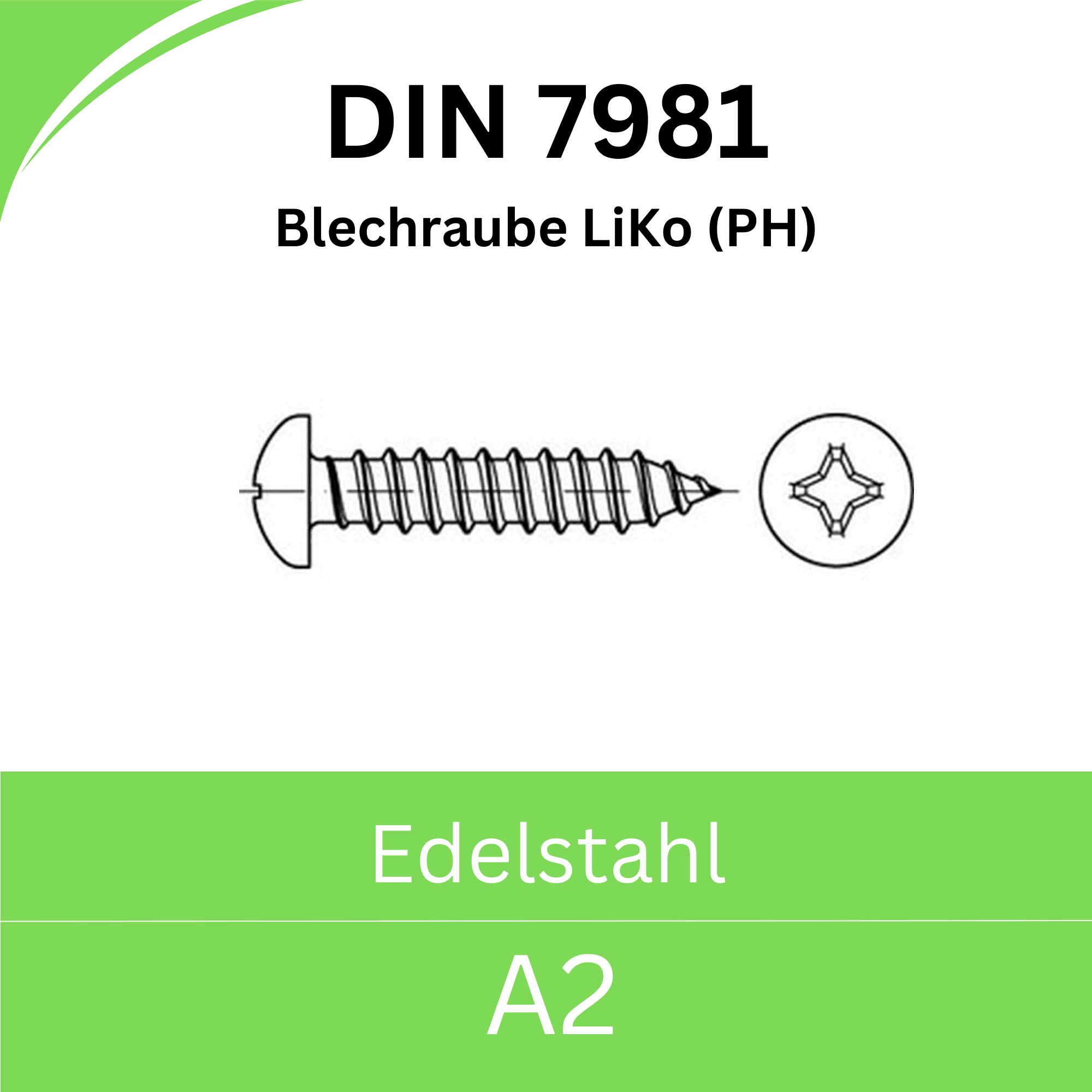 Bild für Kategorie ➤ Kategorie: DIN 7981 (C) Edelstahl (A2) 