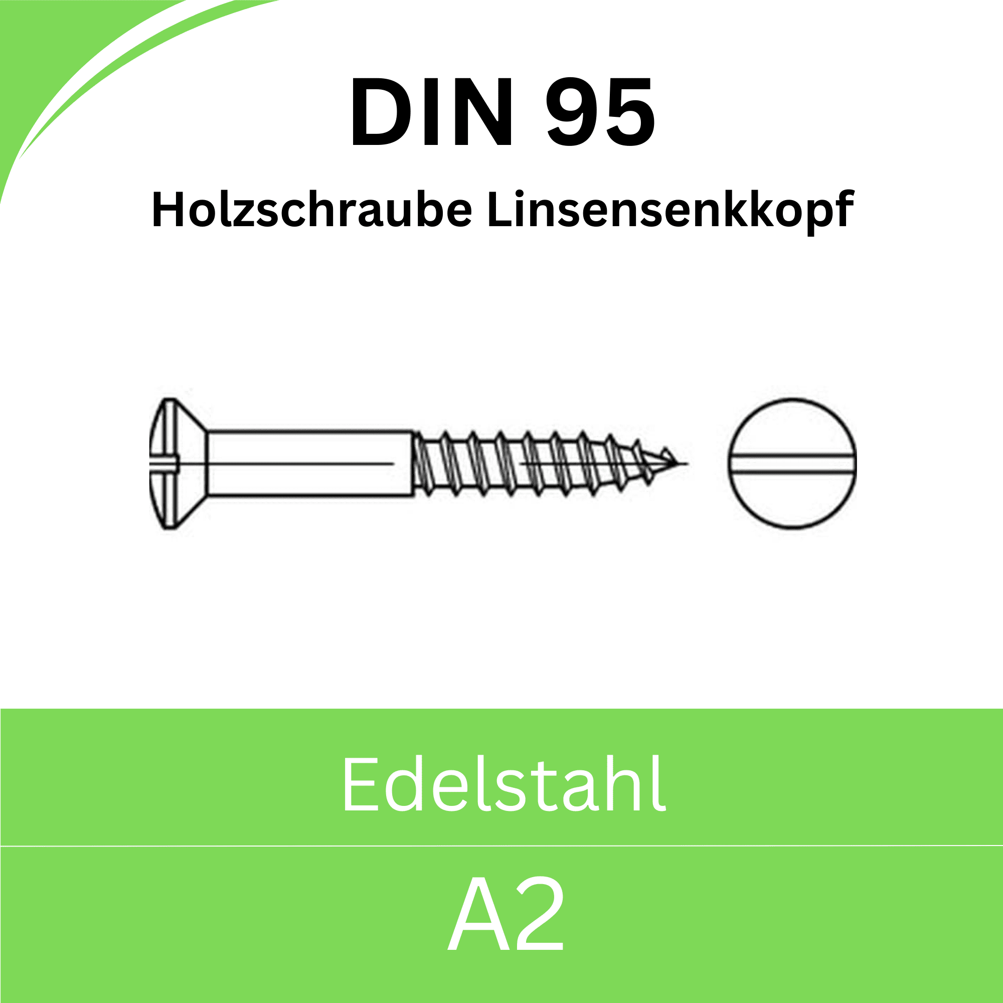 Bild von DIN 95 Holzschrauben mit Schlitz (Edelstahl A2)