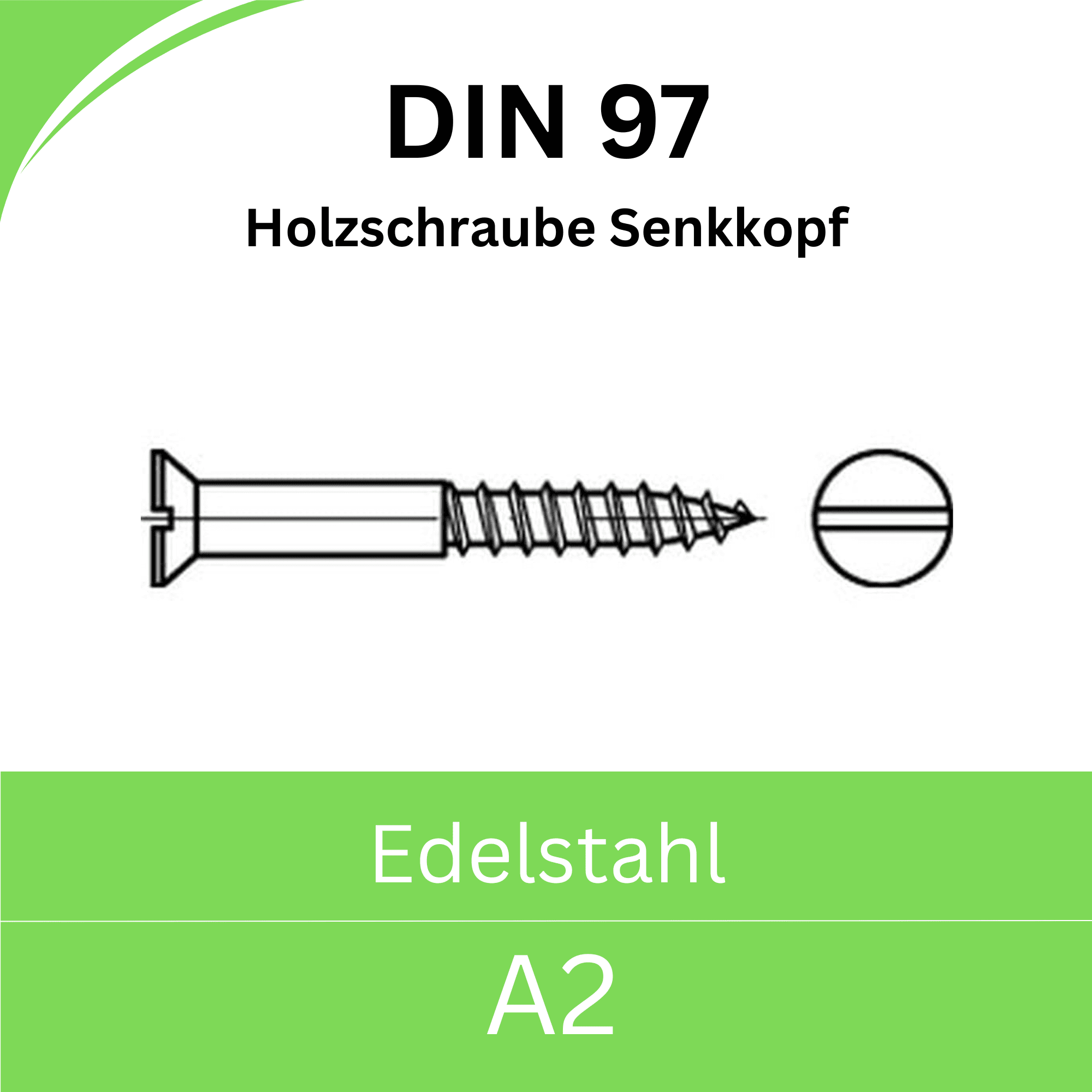 Bild für Kategorie DIN 97 Holzschrauben mit Schlitz (Edelstahl A2)