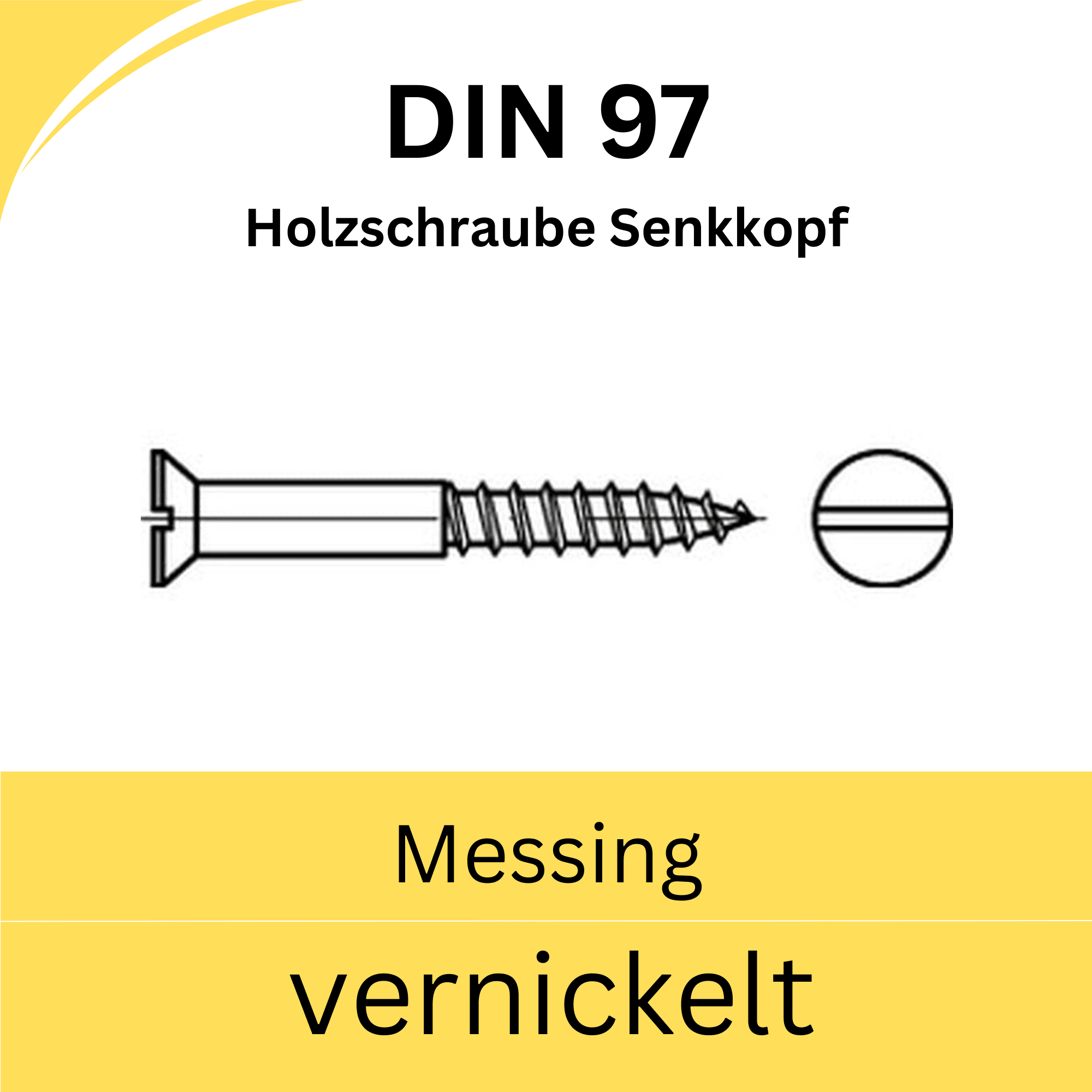 Bild für Kategorie DIN 97 Holzschrauben mit Schlitz (Messing vernickelt)