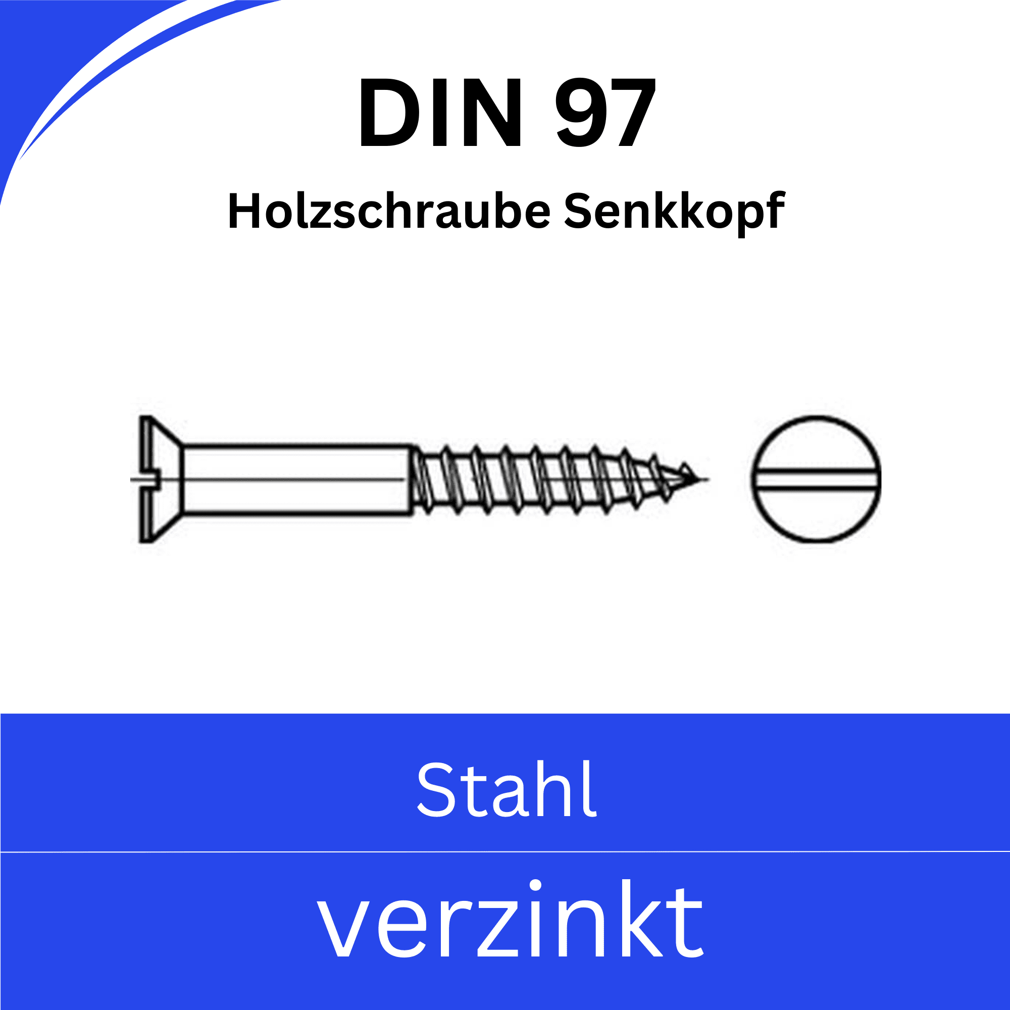 Bild für Kategorie DIN 97 Holzschrauben mit Schlitz (Stahl verzinkt)