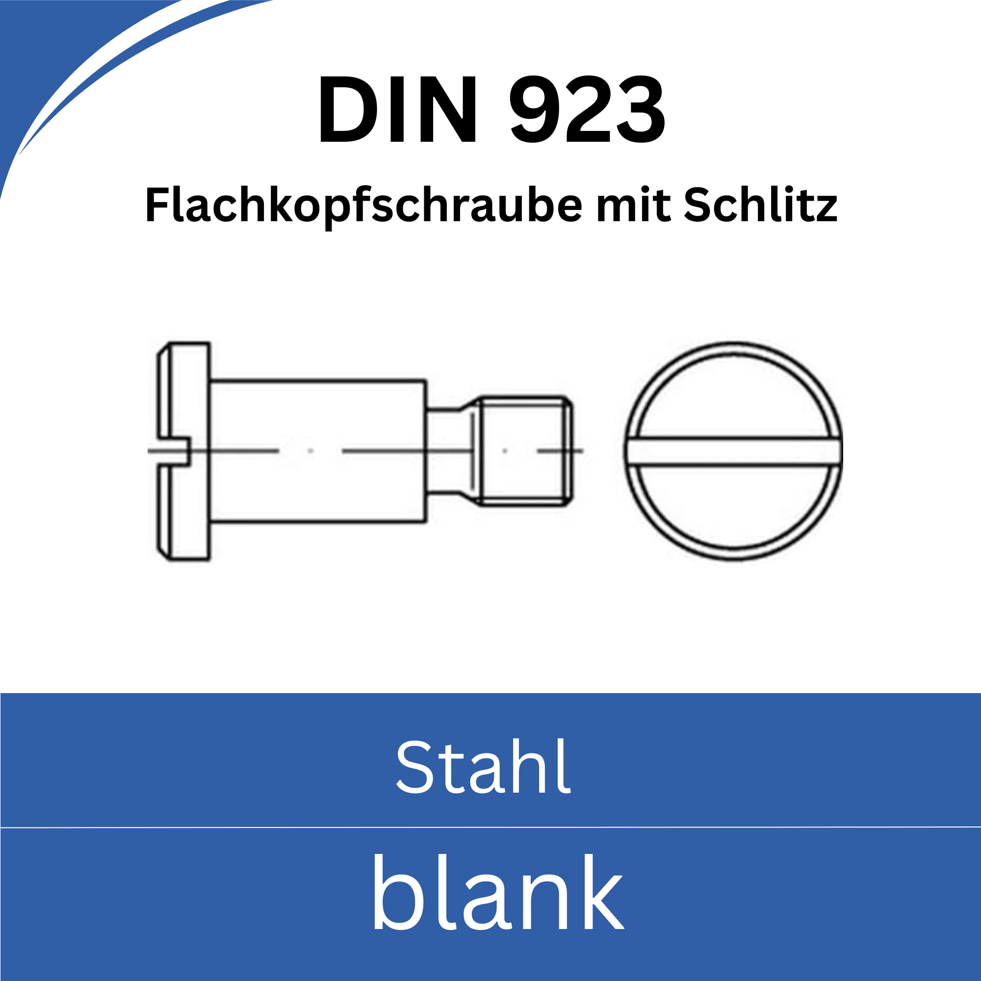 Bild von ➤ Kategorie: DIN 923 - Flachkopfschrauben mit Schlitz (Stahl blank)