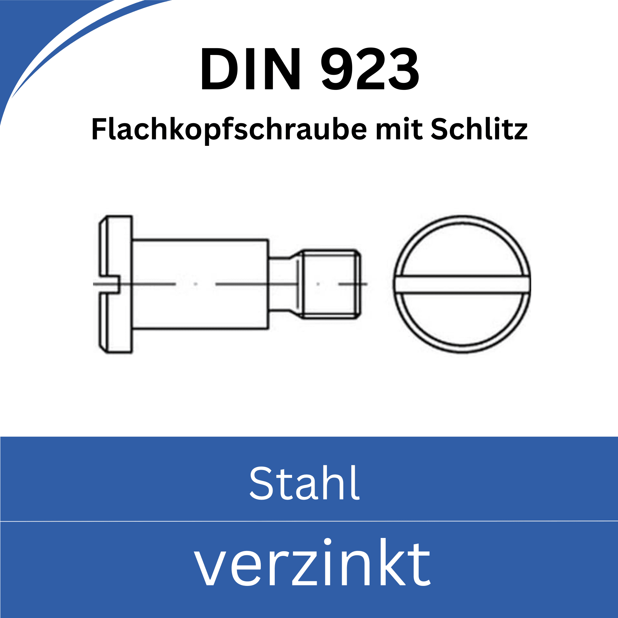 Bild von ➤ Kategorie: DIN 923 - Flachkopfschrauben mit Schlitz (Stahl verzinkt)