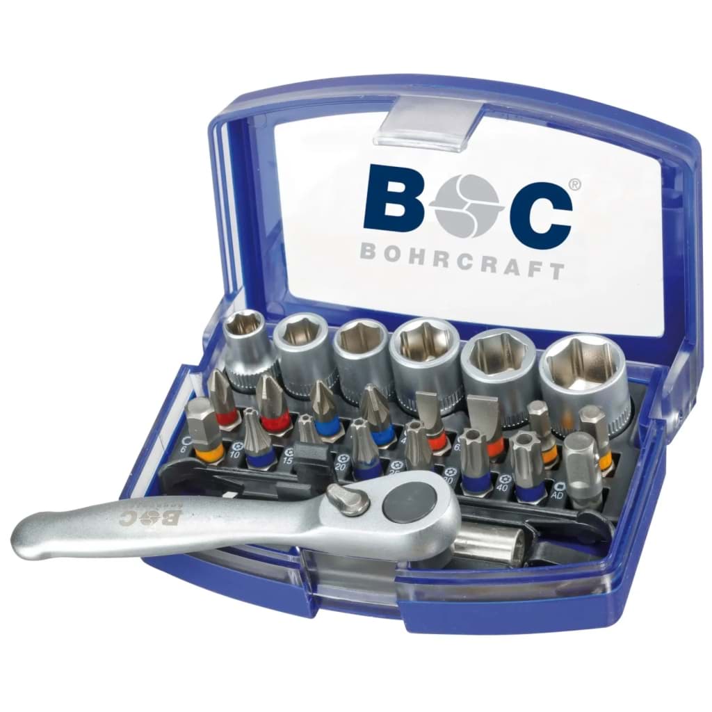 Bild für Kategorie Bohrcraft Knarre mit Bits 1/4'' Schaft in Kunststoff-Box PB 24 24-tlg. inkl. Nüsse und Adapter" (VPE=1 Stück)