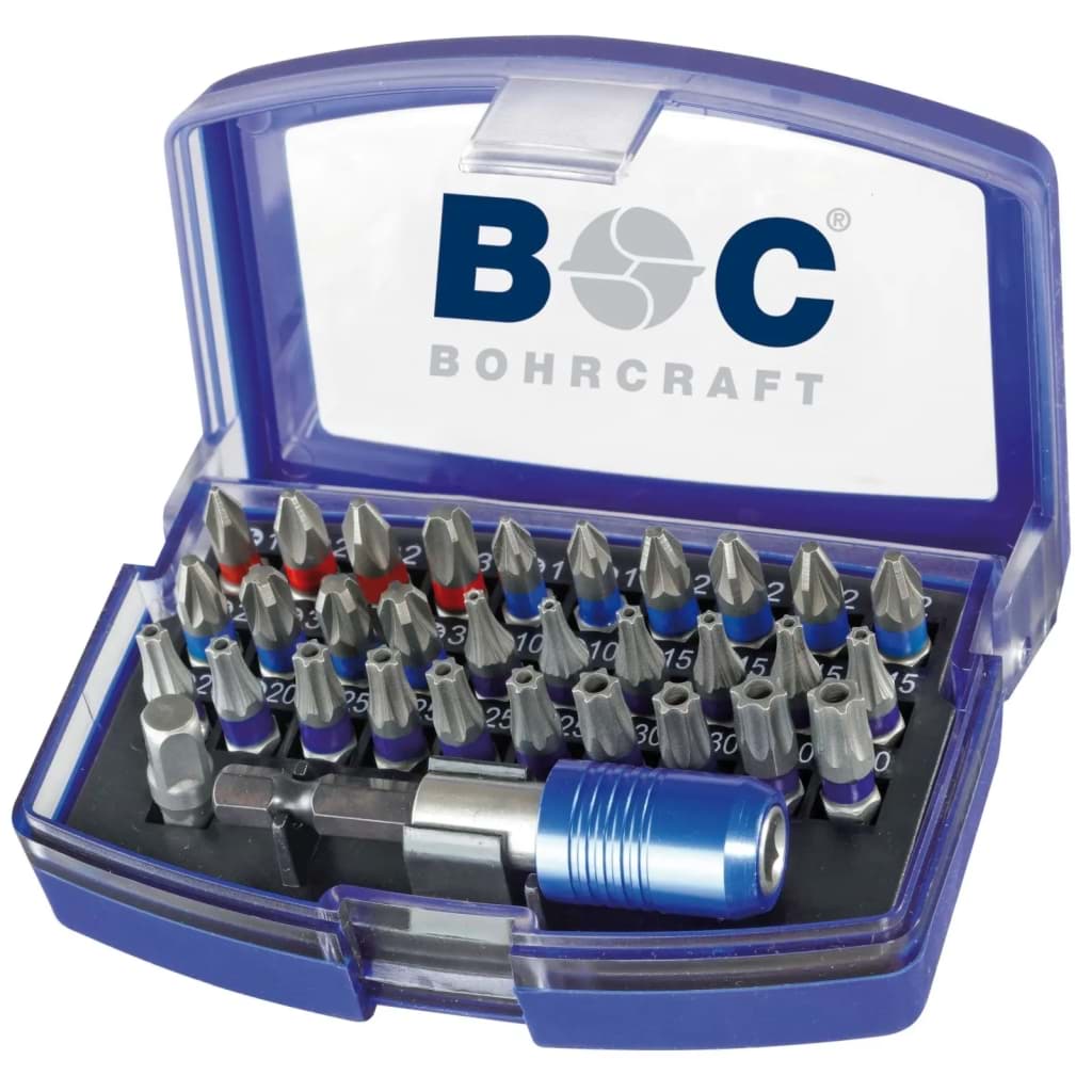 Bild von Bohrcraft Schrauber-Bits 1/4'' Schaft in Kunststoff-Box  32-tlg. PZ 1 + 2 + 3 / PH 1 + 2 + 3 / TX 10 - 40"